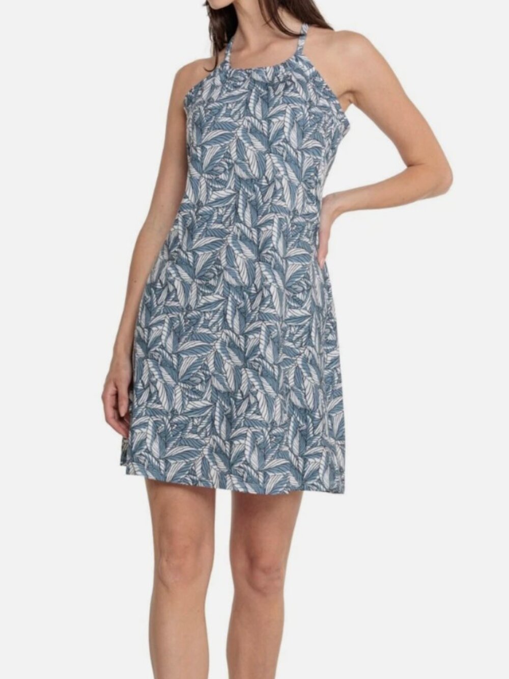 Eddie Bauer Harmony Athletic Dress Floral Blue Tropical - size S